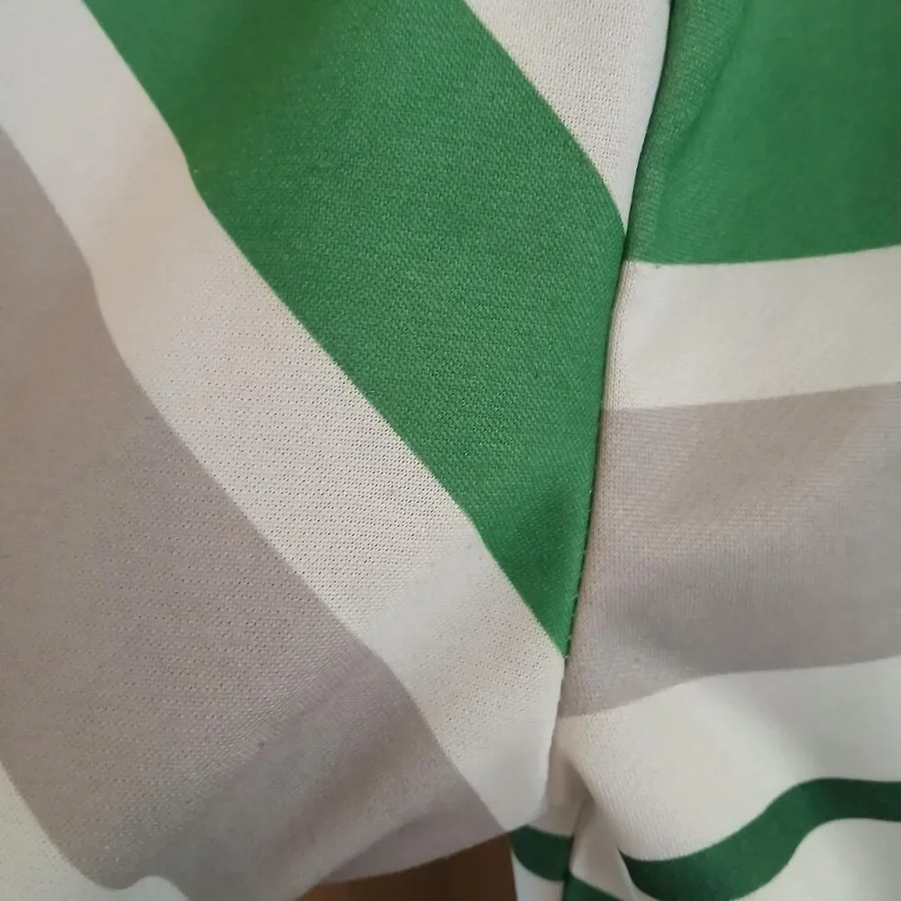 Y2K Vintage DC Shoes Full Zip Sherpa Lined White/Green/Gray Striped Hoodie M